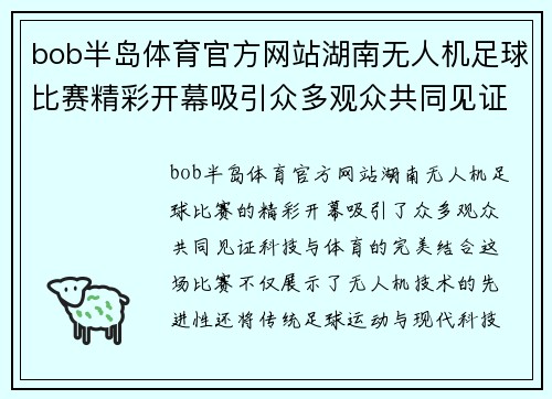 bob半岛体育官方网站湖南无人机足球比赛精彩开幕吸引众多观众共同见证科技与体育的完美结合