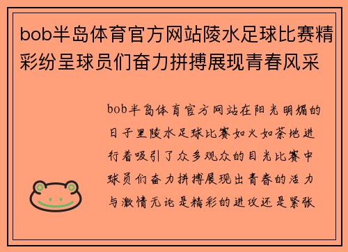 bob半岛体育官方网站陵水足球比赛精彩纷呈球员们奋力拼搏展现青春风采