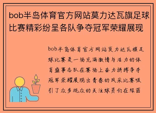 bob半岛体育官方网站莫力达瓦旗足球比赛精彩纷呈各队争夺冠军荣耀展现青春风采